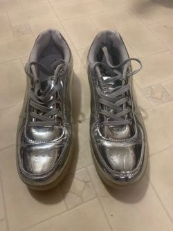 Bright Silver GLEAM KICKS  Sneakers. 