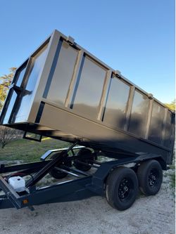New Dark Grey 12ft Long Hydraulic Dump Trailer