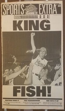 Marlins 1997 World Series Champions Original Newspaper Page 