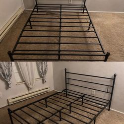 Queen Metal Platform Bed Frame w/ Headboard – No Box Spring Needed