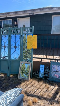 Lot of 6 turquoise wrought-iron home decor