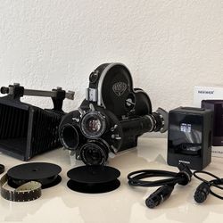 RARE/MODIFIED Arri S/B 16mm film camera, FUNCTIONING, 3 Lenses, Battery and MORE