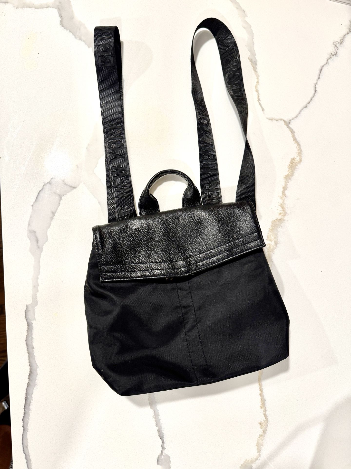 Botkier New York Black Nylon Leather Trim Backpack Purse Convertible Bag