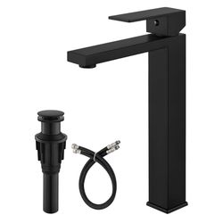 gotonovo Vessel Sink Faucet Single Handle Tall Bathroom Faucet One Hole Modern Lavatory Vanity Basin Mixer Tap Matching Supply Hoses and Pop up Drain 