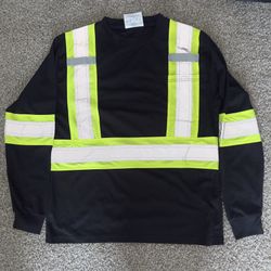 Black High Visibility Safety Shirt  With Reflective Stripes Model #904