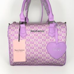 NWT Juicy Couture Fame Satchel Crossbody Violet Tulle Purse With Heart KeyChain