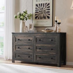 54” Dark Rustic Oak Farmhouse Style Dresser/TV Stand