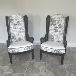 Pair of Cane Wingback Chairs
