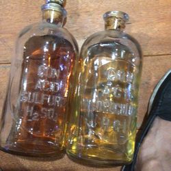 Vintage Clear Apothecary Bottles Both Piece sold Very Old 16 oz