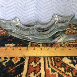 Mid Century Glass Bowl Swirly Murano Style 