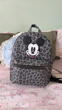 Disney Store Mickey Mouse Leopard Print Grayscale Backpack Fashion Bag Tote