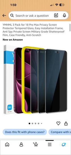 YMHML 3-Pack iPhone 18 Pro Max Privacy Screen Protector
