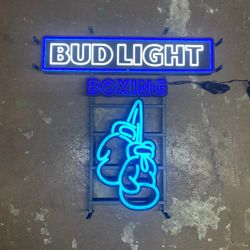 Bud Light Boxing Gloves Light Blue And White Neon LED Sign 24’x 26’ 