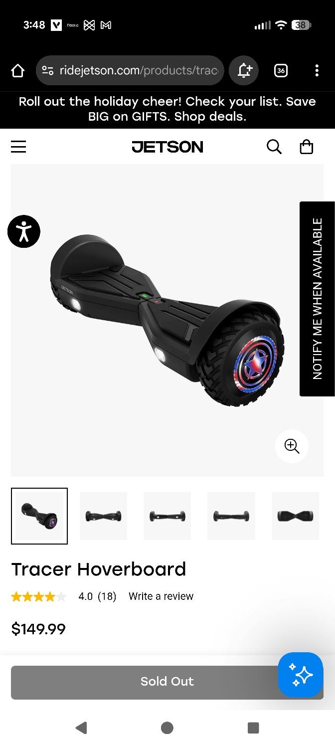 NEW Jetson Tracer Hoverboard - All-Terrain Tires & LED Lights