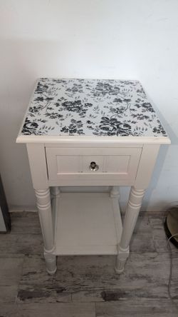 Cute side table nightstand white shabby chic night stand bedside