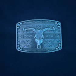 Nocona Rectangle Bull Skull Buckle (CO) Send Offers