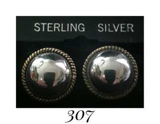 Handcrafted "TAXCO" Domed Sterling Silver & Rope Post Earrings, signed