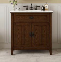 33’ Artisan Bathroom Vanity Solid Wood-Granite Top