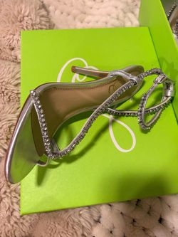 Silver Rhinestone Strappy High Heel Sandal