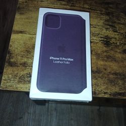 iPhone 11 Pro Max Leather Folio Aubergine Case