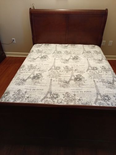 Sleigh Bed + Matching Dresser & Mirror Set - Beautiful Wood Finish