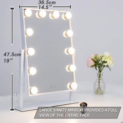 NEW Lighted Vanity Mirror w/12 x 3W Dimmable LED Bulbs & Touch Control Design, Hollywood Style Makeup Cosmetic Mirrors w/Lights