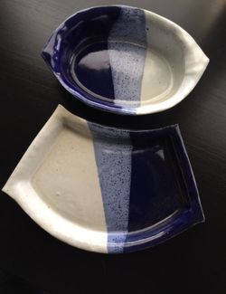Vintage Indian Pottery Set, Signed by Artist, Red Crow