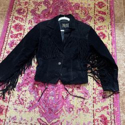 Leather Fringed Coat 