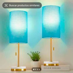 Luvkczc Minimalist Table Lamp Set of 2, Nightstand Lamp for Bedroom Living Room, Modern Pull Chain B