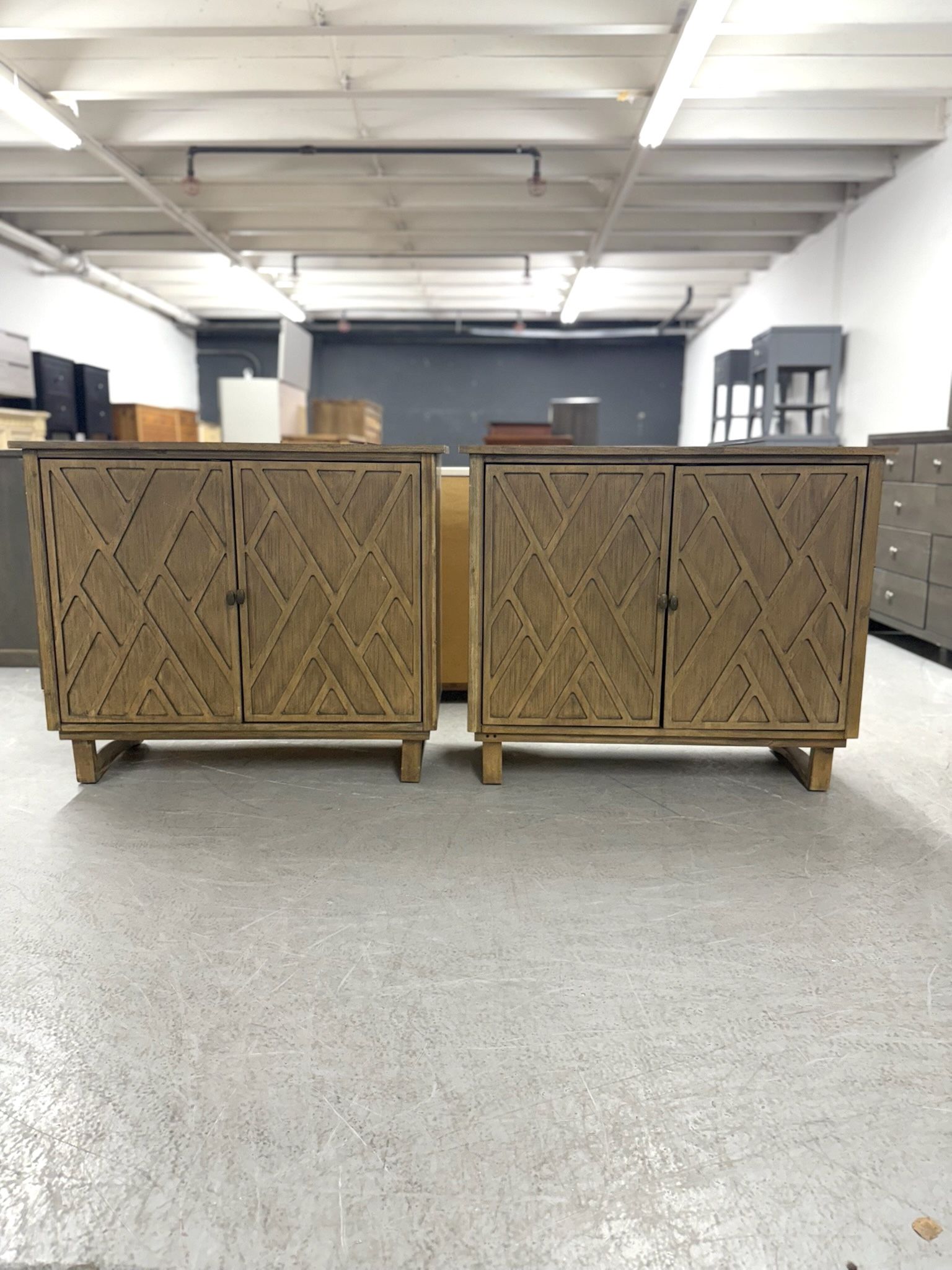 2 Stunning Very Large American Home Furniture Wood Nightstands Set / End Tables / Side Tables / Cupboards / Sideboard / Console  