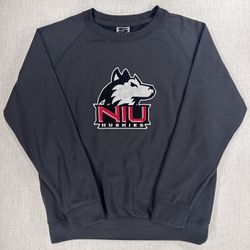 Northern Illinois Huskies Gray Crewneck Size L Men’s Sweatshirt Embroidered Logo