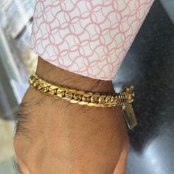 10mm 10k Solid Miami Cuban Link Bracelet 