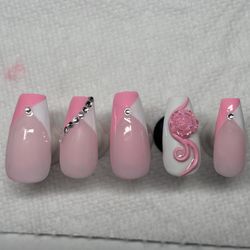 Pink/white False Nail Set 