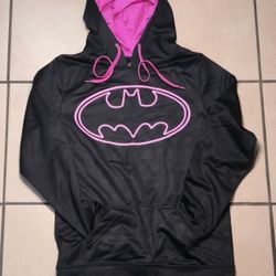 Batman DC Comics Black & Pink Graphic Hoodie - Size Large - Fleece Lined