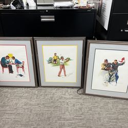 Norman Rockwell Framed Father And Son 3 Pictures