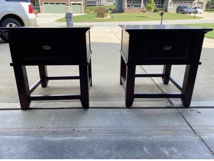 2 End Tables . Brown/cherry Color. $50 For The Set