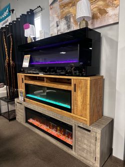Stunning fireplace tv stands! $799 🧡📦🔥