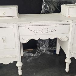 1920's Antique Vanity Desk With Wheels