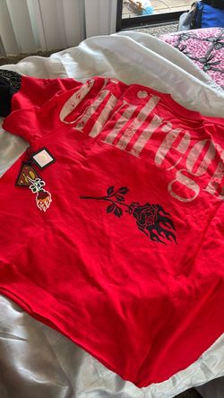Red Graphic T-Shirt with Rose Print