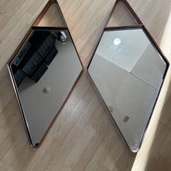 Restoration Hardware Diamond Shape Mirrors Metal Frame Rose Gold
