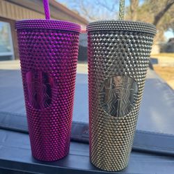 2022 Pink And Gold  Studded Starbucks Tumbler 24oz Brand New 