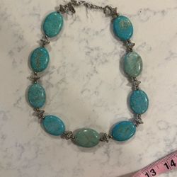 Polished Turquoise Silver Necklace