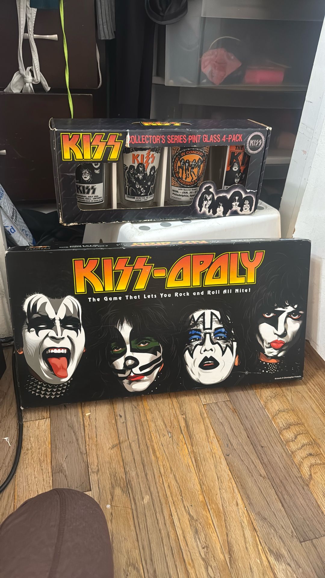 🎸 KISS Collectible Glass Cup Set + Monopoly Board Game – Bundle Deal 🎲