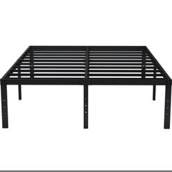 Queen Bed Frame No Box Spring Needed 18 Inch Heavy Duty Metal Tall Platform Bed Frame Queen Size With Large Storage Space, Easy Assembly,