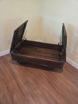Kincaid Solid Wood Industrial Cart Coffee Table / Trunk with Storage