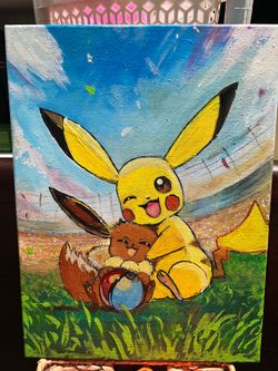Pickachu & Eevee Pokémon Painting
