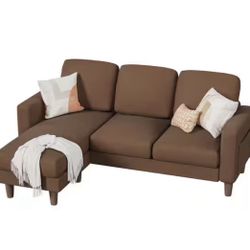 Small Brown Linen Convertible Sofa - SF22BN