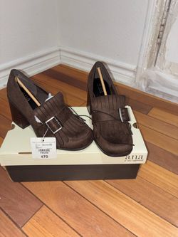 New a.n.a Chocolate Brown Heeled Loafers Size 6