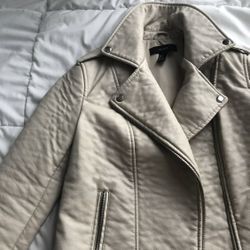 Faux Leather Jacket Sand Small