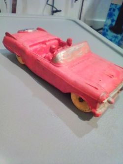 Vintage Pink Plastic Toy Convertible Car